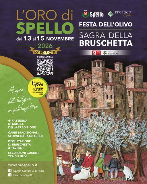 Locandina di L'Oro di Spello - Festa dell'Olivo e Sagra della Bruschetta